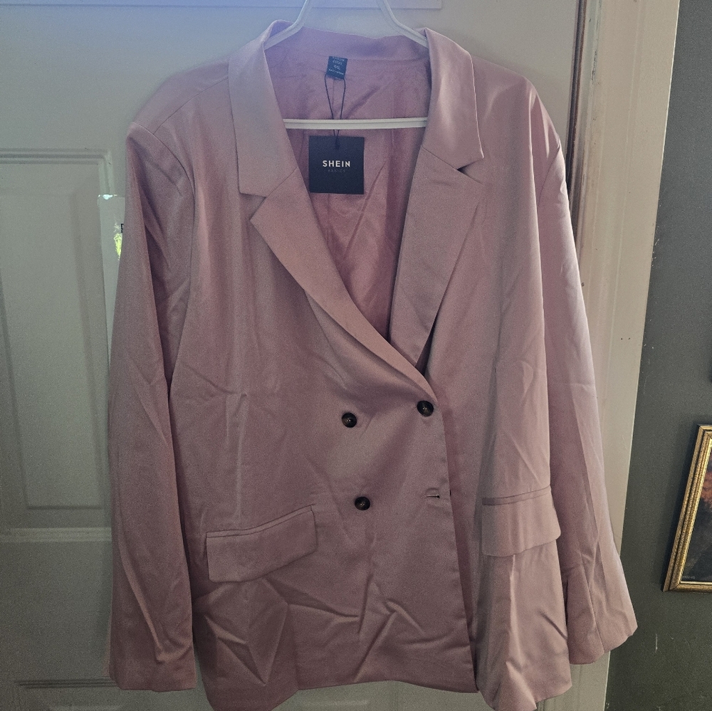 SHEIN Blush Double-Breasted Blazer